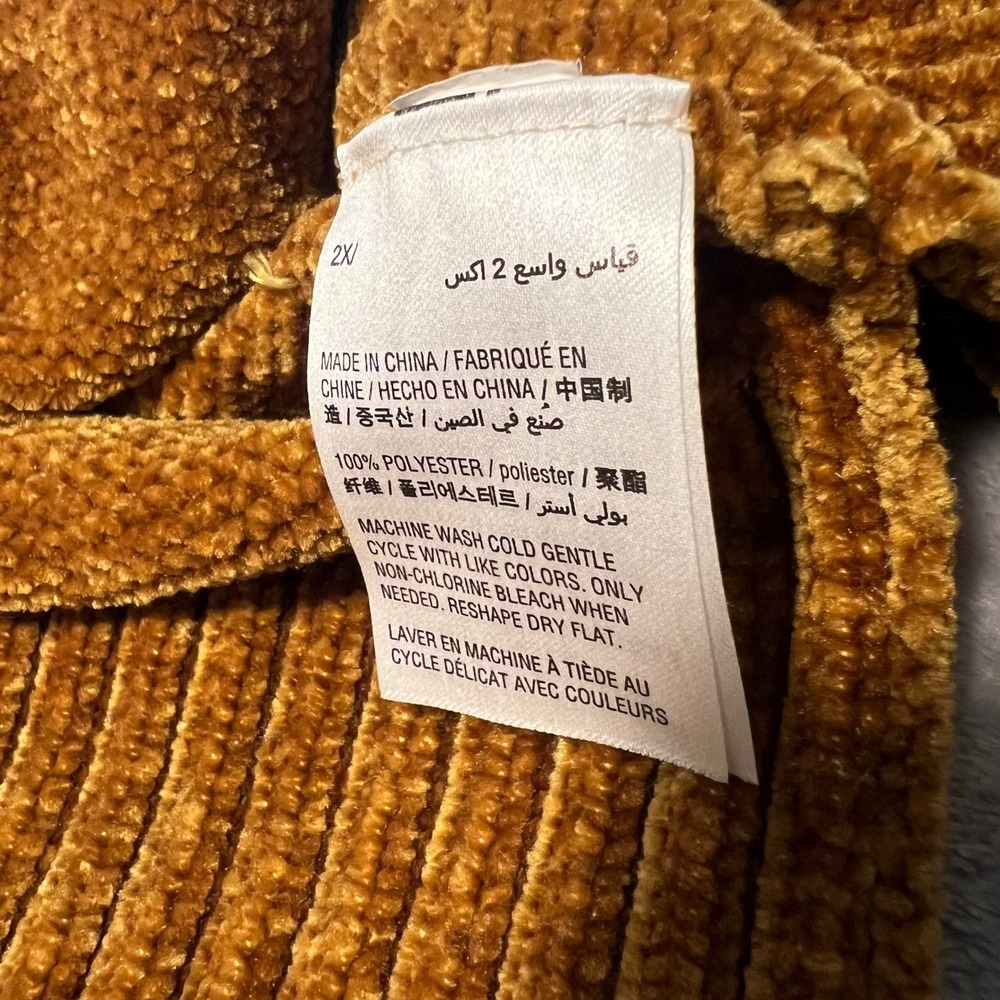 Style & Co Womens 2X Chenille Sweater Mustard Yellow Gold Crew Neck Seam Detail - Picture 9 of 9
